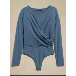 BANANA REPUBLIC NWT Slate Blue Long Sleeve Wrap Front Bodysuit // XL
